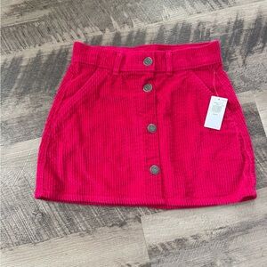 Pink Corduroy Button-Up Skirt